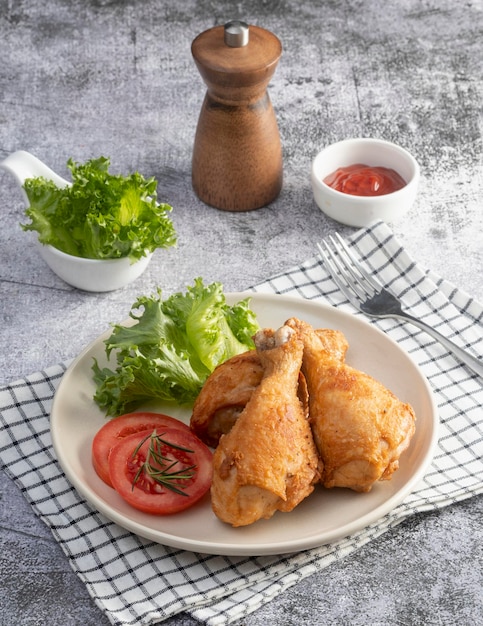 Crispy kentucky fried chicken in a table