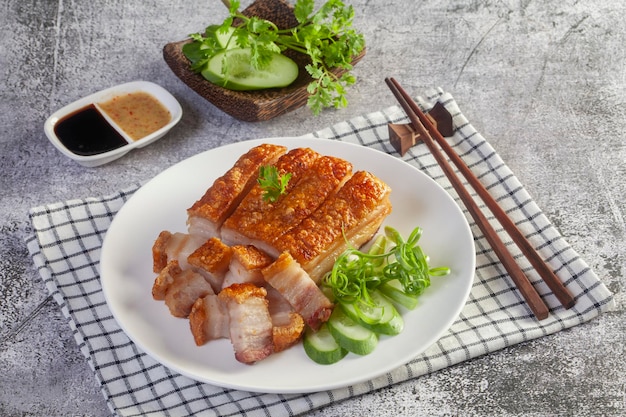 Crispy pork belly or pork cutlet with sweet and sour sauce