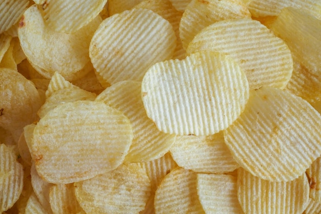 Crispy potato chips snack texture background