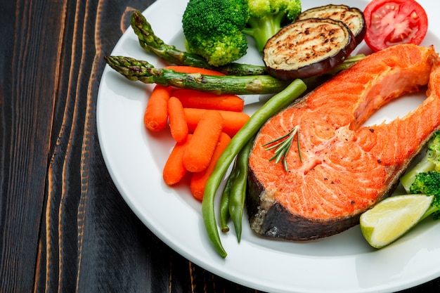 Crispy roasted salmon steak