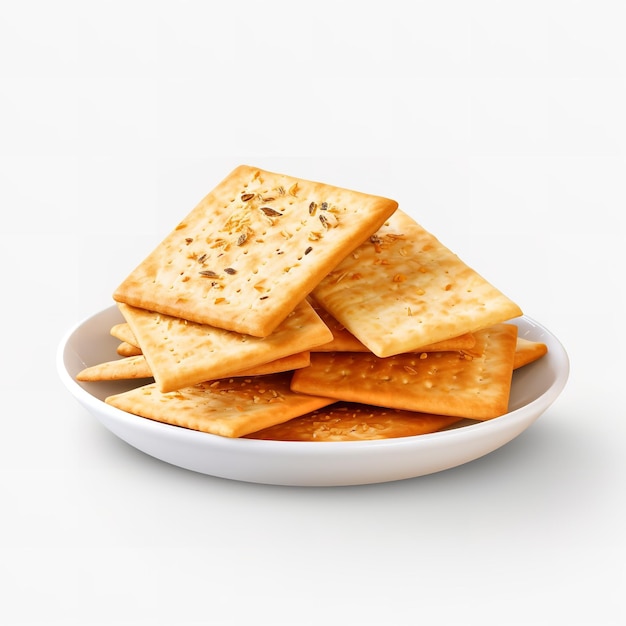 Crispy Saltine Crackers isolated on white background