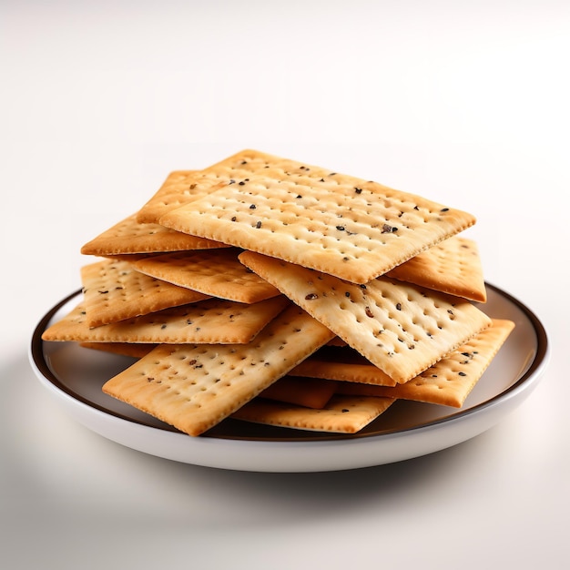 Crispy Saltine Crackers isolated on white background