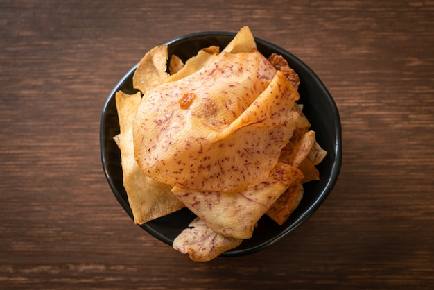 Crispy Taro Chips - fried or baked sliced taro