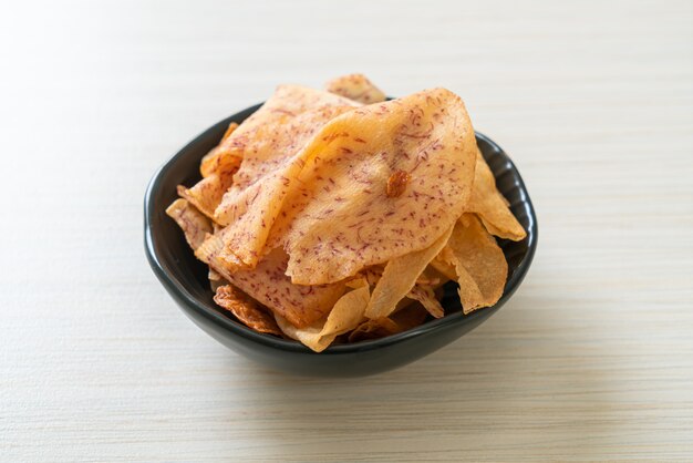 Crispy Taro Chips - fried or baked sliced taro