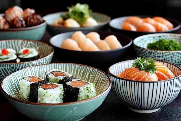 Crispy tempura on traditional japanese dishware