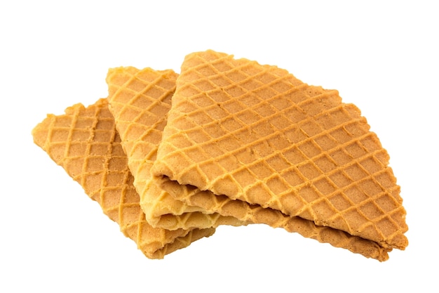 Crispy wafers on a white background, isolated