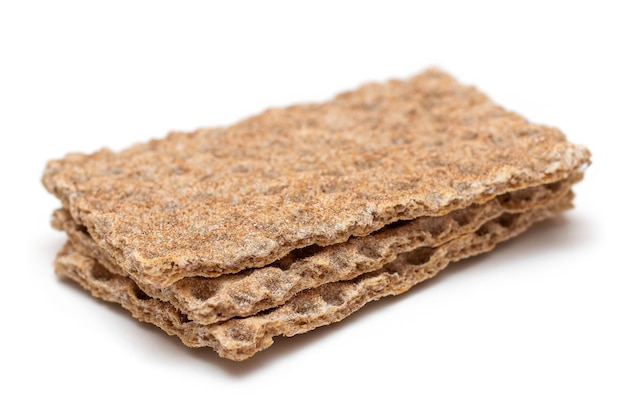 Crispy Whole Grain Bread Set Isolated on White Background. Healthy Eating and Diet Food