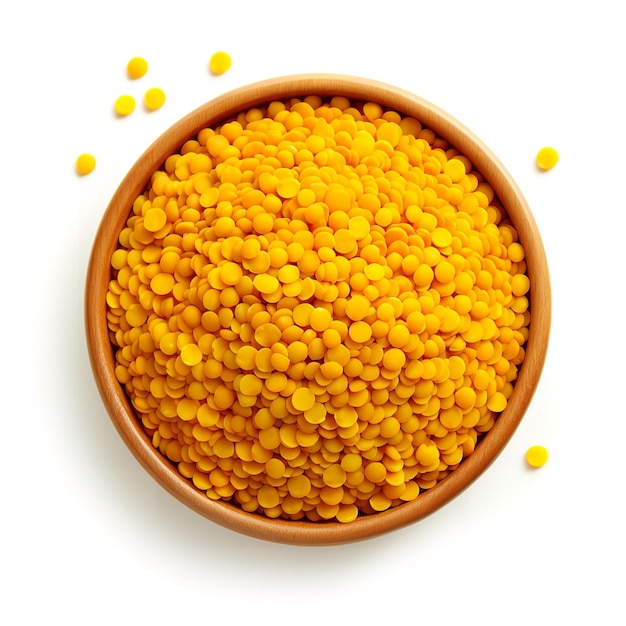 Crispy Yellow Lentils isolated on white background