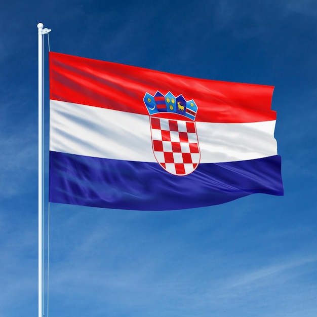 Croatia Flag on Flagpole