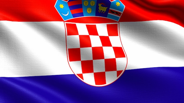 Croatia flag, with waving fabric texture