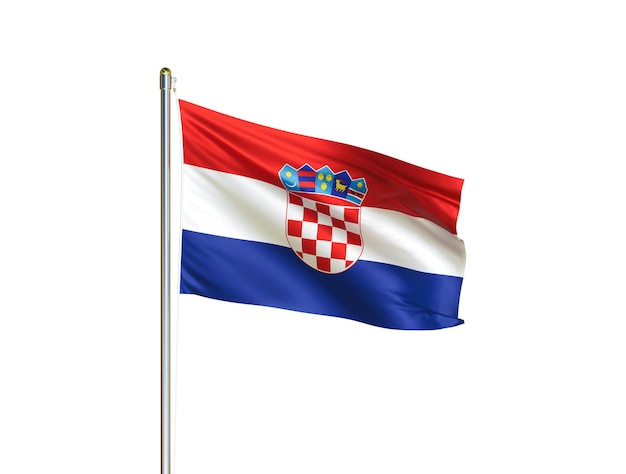 Croatia national flag waving in isolated white background Croatia flag 3D illustration