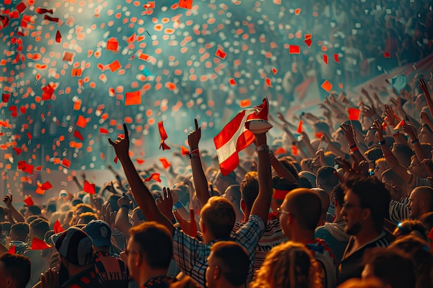 Croatian Football Fans Supporting the National Team Kockasti