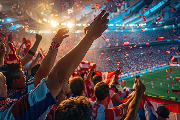 Croatian Football Fans Supporting the National Team Kockasti