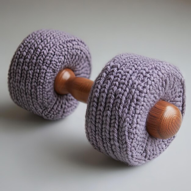 Crochet Dumbbell Toy for Baby Knitted Purple Toy