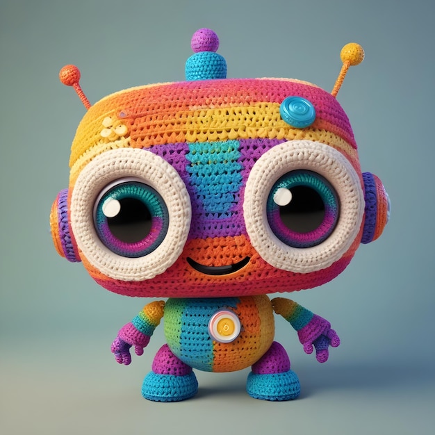 crocheted cute robot