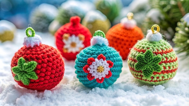 crochetedChristmasornamentsonsnow