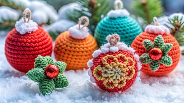 crochetedChristmasornamentsonsnow