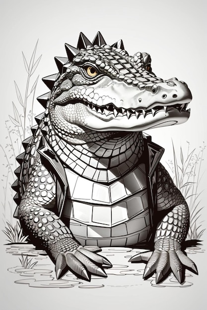 crocodile illustration logo design