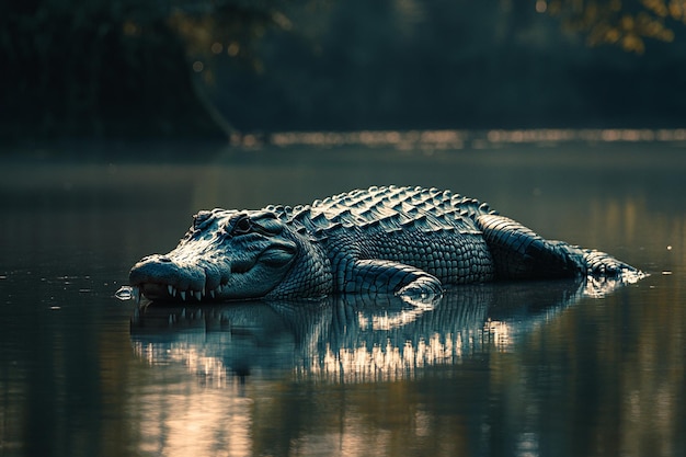 Photo crocodile on lake high quality wildlife photography