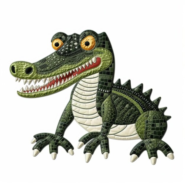 Crocodile Machine Embroidery Applique Design On White Background