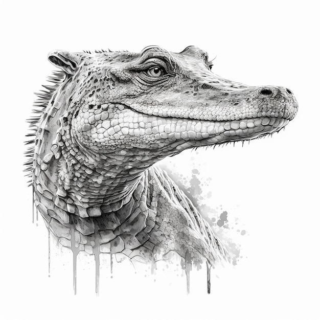 Crocodile sketch art illustration wallpaper image Ai generated art