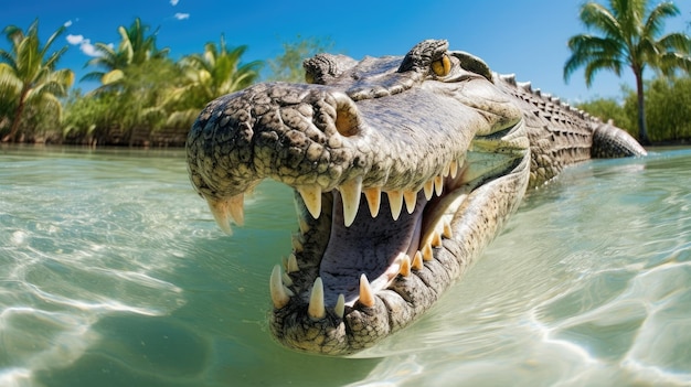 a crocodile in the water