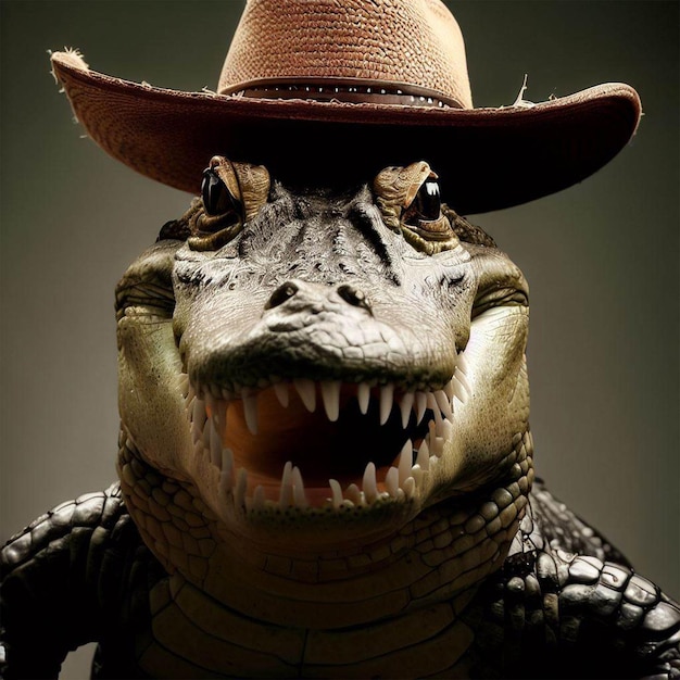 A crocodile with a cowboy hat