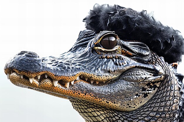 a crocodile with an eye that is open