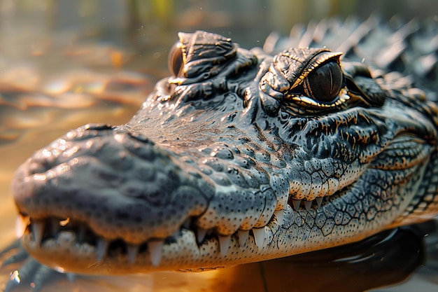 Photo a crocodile with eyes open and a mouth full of alligators