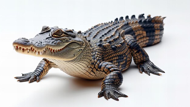 Crocodile with its mouth open isolated on white background