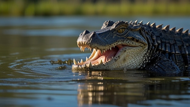 A crocodile with its mouth open and the mouth open