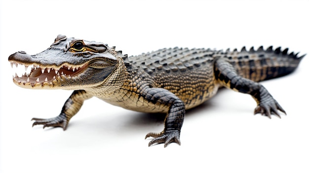 a crocodile with a mouth open on a white background