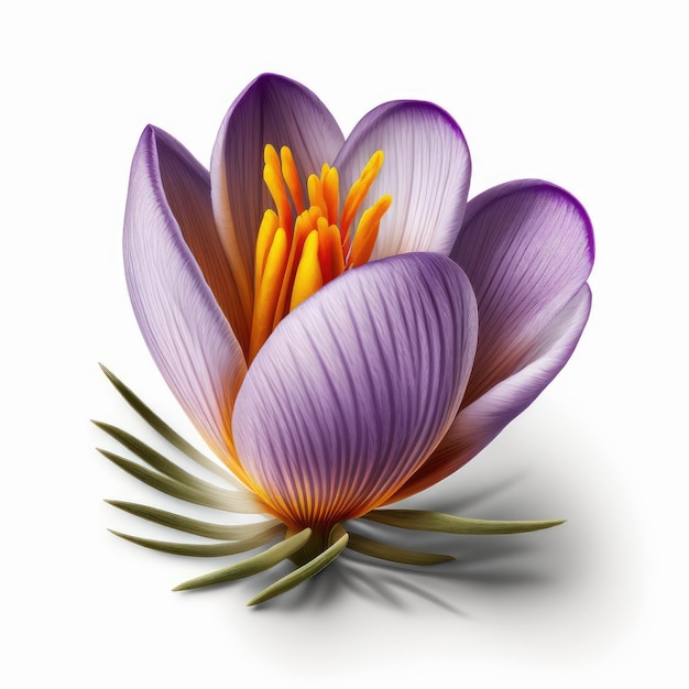 Crocus Flower Isolated on White Background Spring Theme