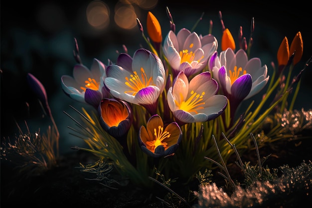 Crocus Purple spring flower growth