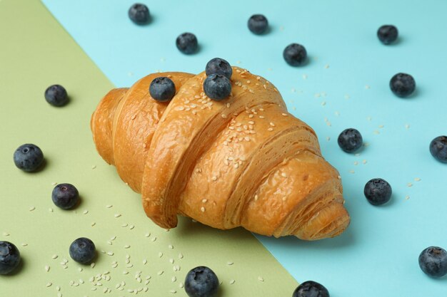 Croissant and blueberry on two tone