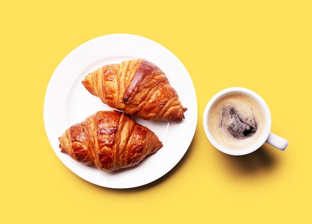 Croissant and coffee with clipping path