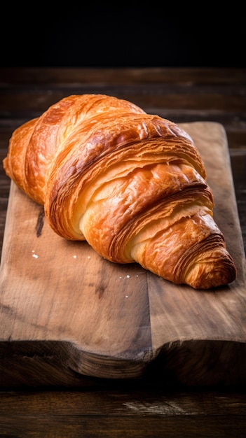 A croissant on a cutting board