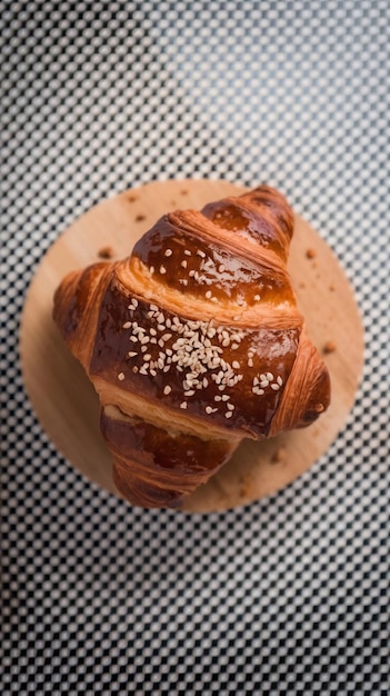 Photo croissant isolated on transparent background top view generative ai