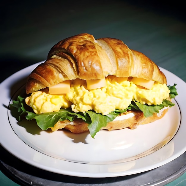 croissant sandwich with scrambled egg