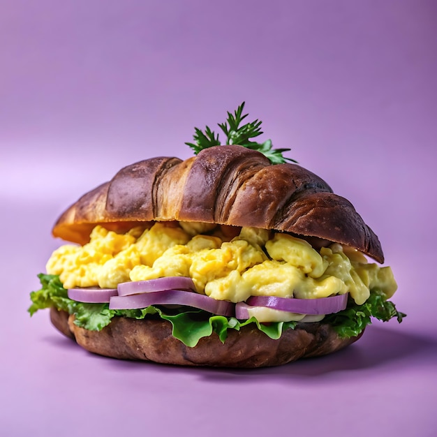 croissant sandwich with scrambled egg