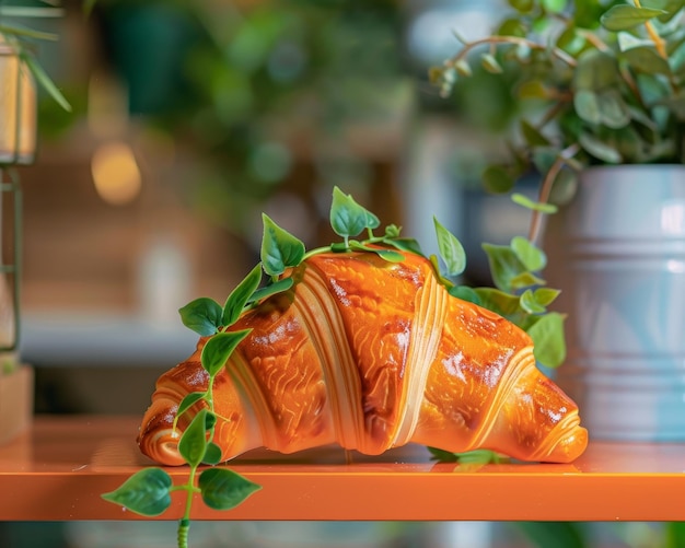 Croissant on a shelf in a cafe Croissant on a shelf in a cafe