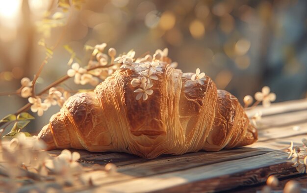 A Croissant on the traditional background professional advertising food photo ai generated