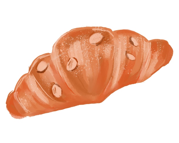 Croissant Water colour hand draw illustration Isolate on white background