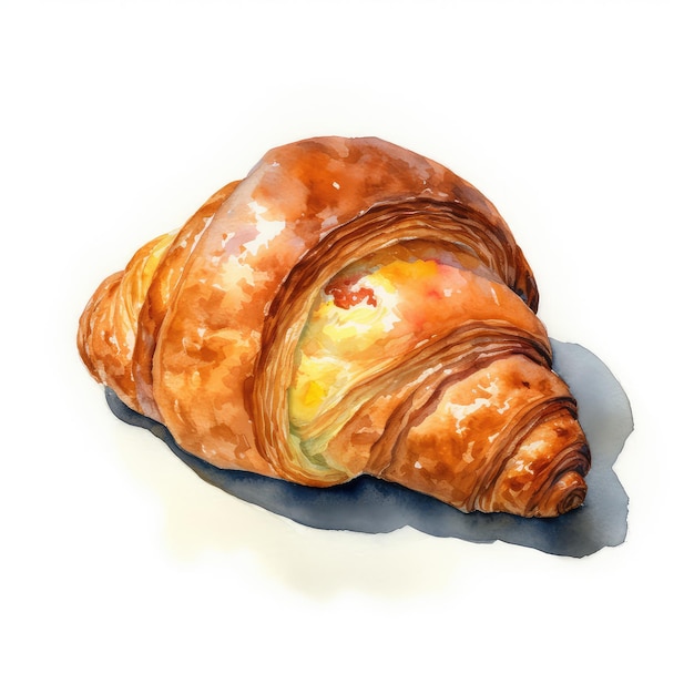 Croissant watercolor illustration generative ai