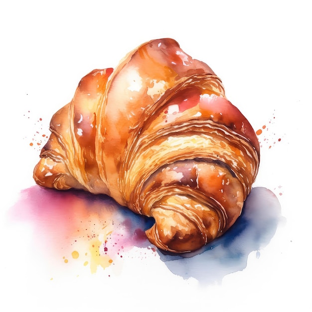 Croissant watercolor illustration generative ai