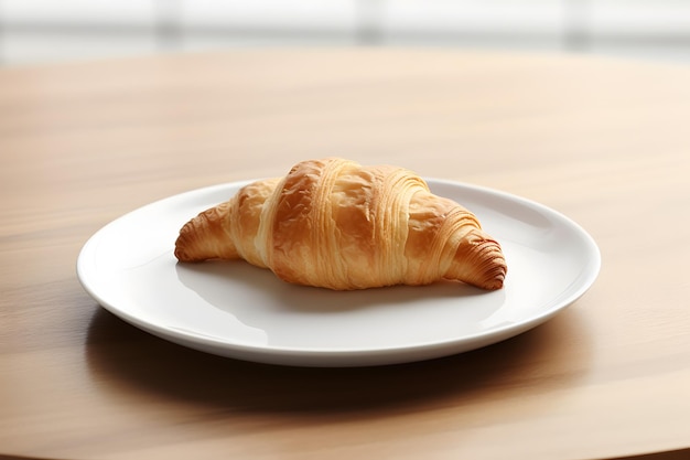 Croissant on a White Plate