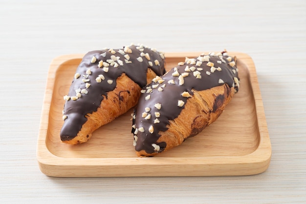 Croissant with chocolate and nutty