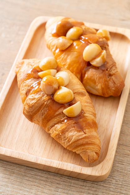 Croissant with macadamia and caramel