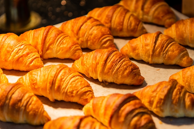 Croissants in a bakery shop