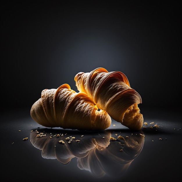 Croissants on black background